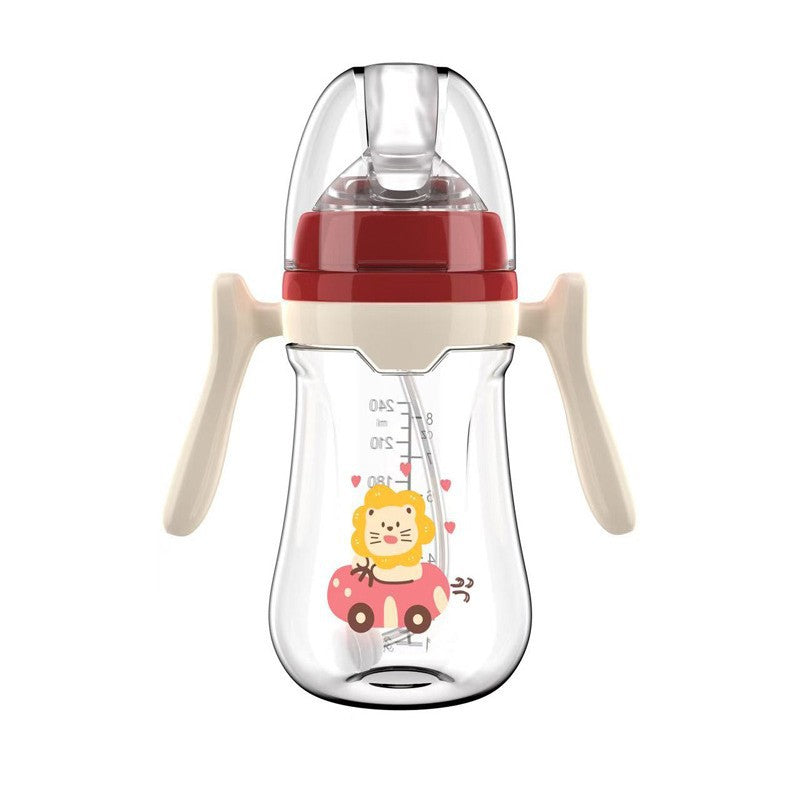 English boxed pacifier 180/240/280ml simple with handle PP bottle with straw