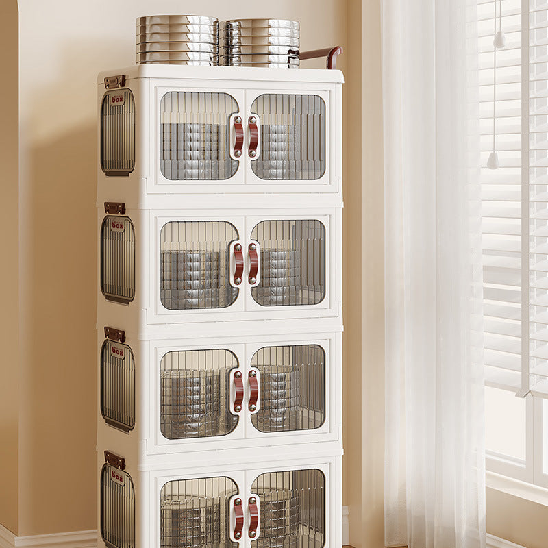 Xinle, light luxury cream wind cart storage cabinet, installation-free storage cabinet, double door multi-layer thickened storage box