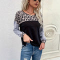 animal women's clothing patchwork round neck long sleeves women's topslong sleeves t-shirt