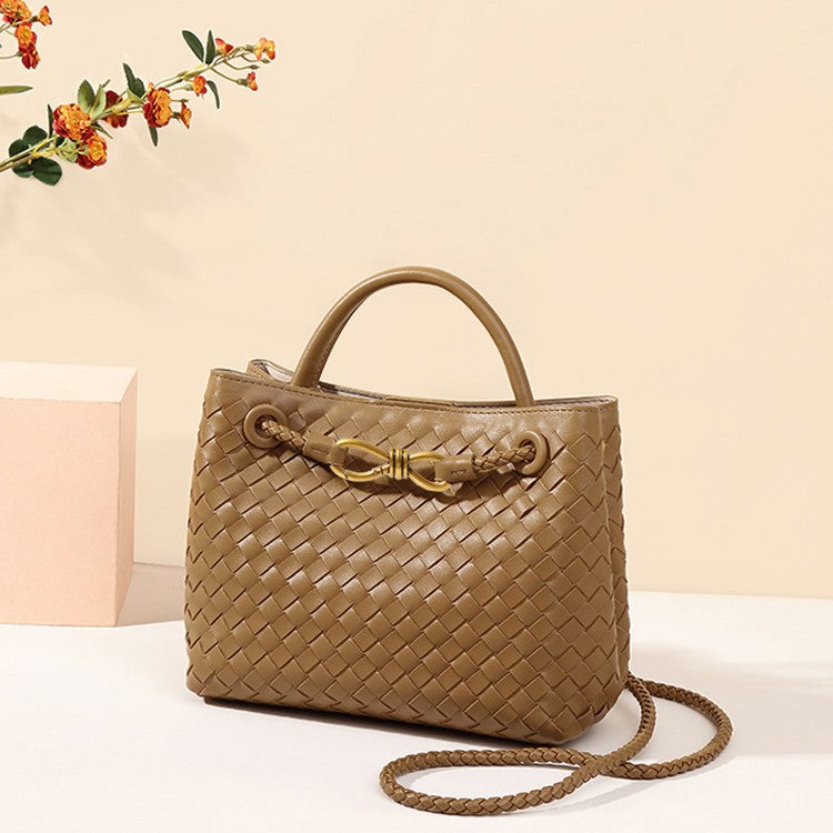 high-quality textured large-capacity handbag, hand-woven bag, personalized simple shoulder messenger women's bag