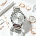 men's watch - hollow-out, waterproof, trendy luminous, dual calendar, stainless steel band quartz watch - business style for men