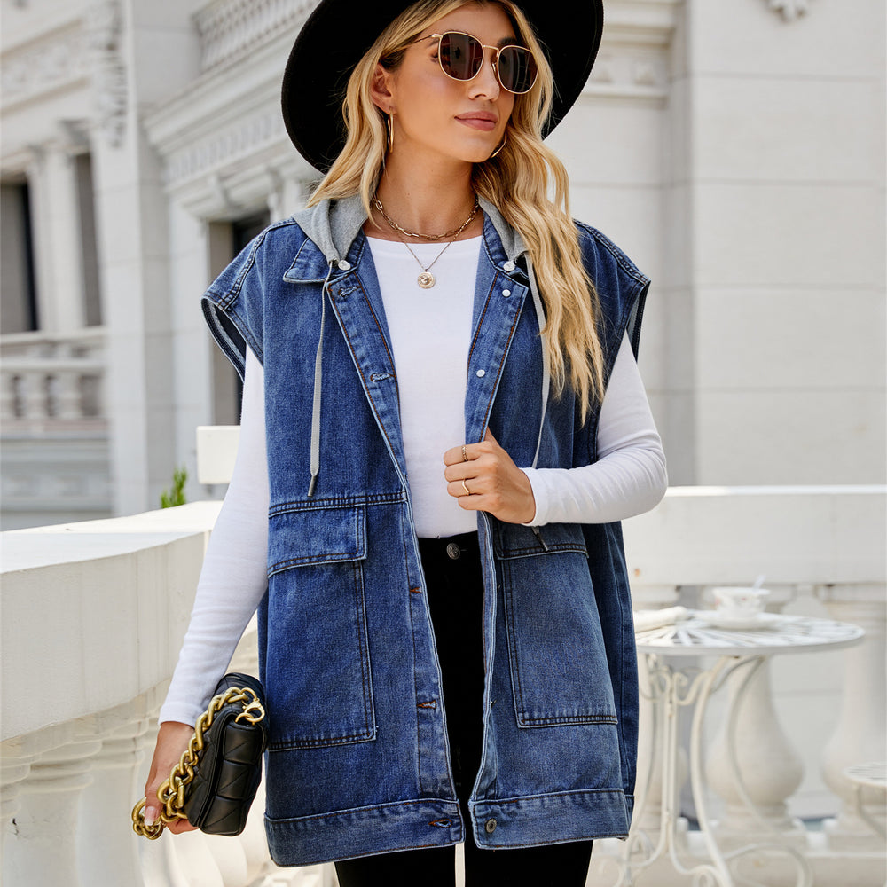 Ebayfashion cross-border  new arrivalsummer denim vest waistcoat fashion denim sleeveless vest for women