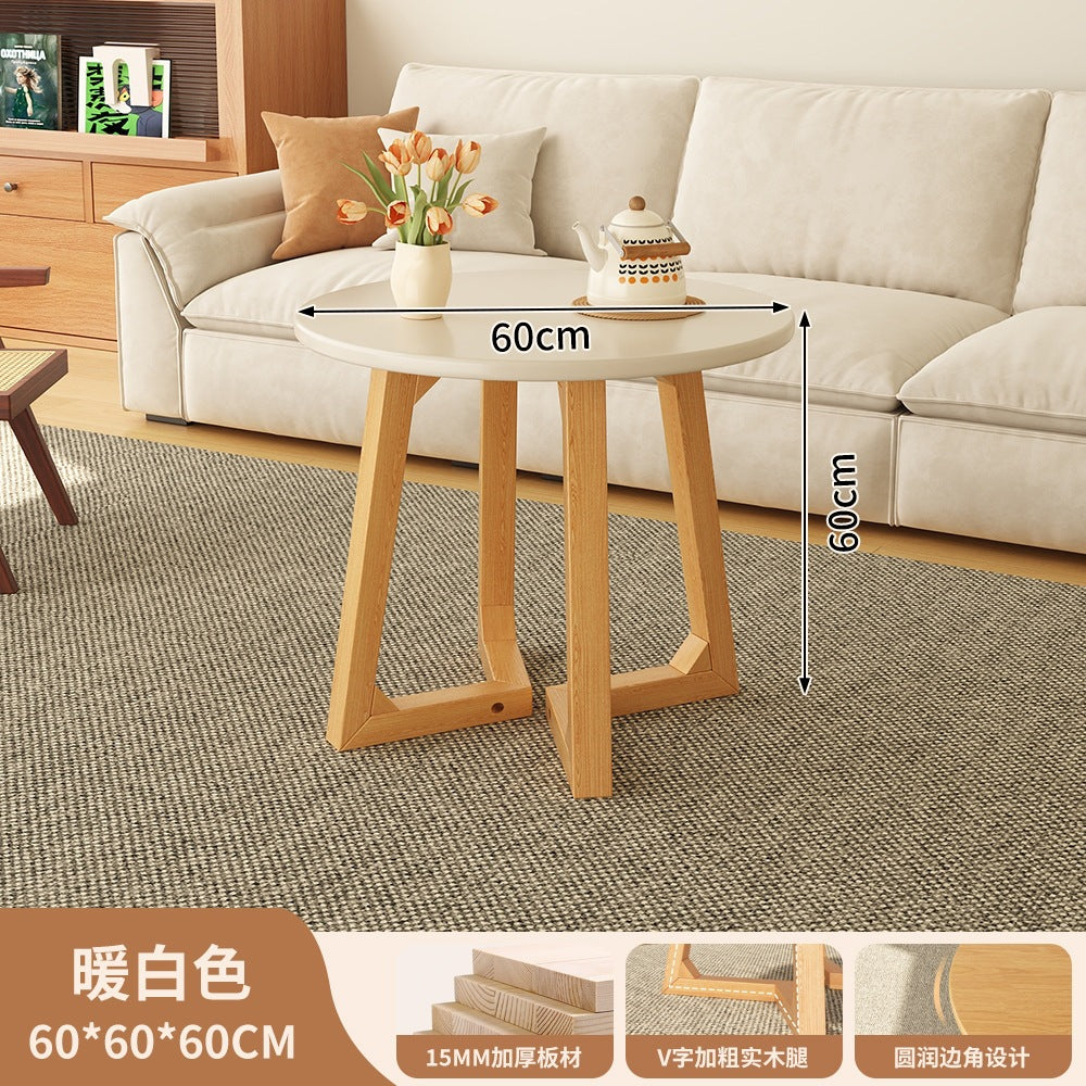 Japanese style solid wood living room coffee table small apartment insfor home log style round side table casual dining tea table