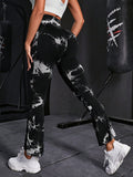 Tie-dye yoga pants, tie-dye bell-bottom pants, tie-dye yoga pants, sports fitness wear, moisture-wicking, high-elasticity butt lift for women