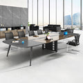 Saint-li rectangular conference table and chair set, training table and chair combination, rounded corner meeting office desk, reception desk