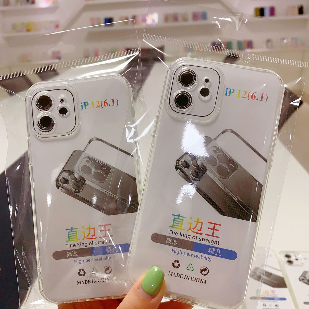 Suitable for apple 15pro straight edge king transparent mobile phone case iphone 13 all-inclusive anti-fall fine hole tpu protective cover xr