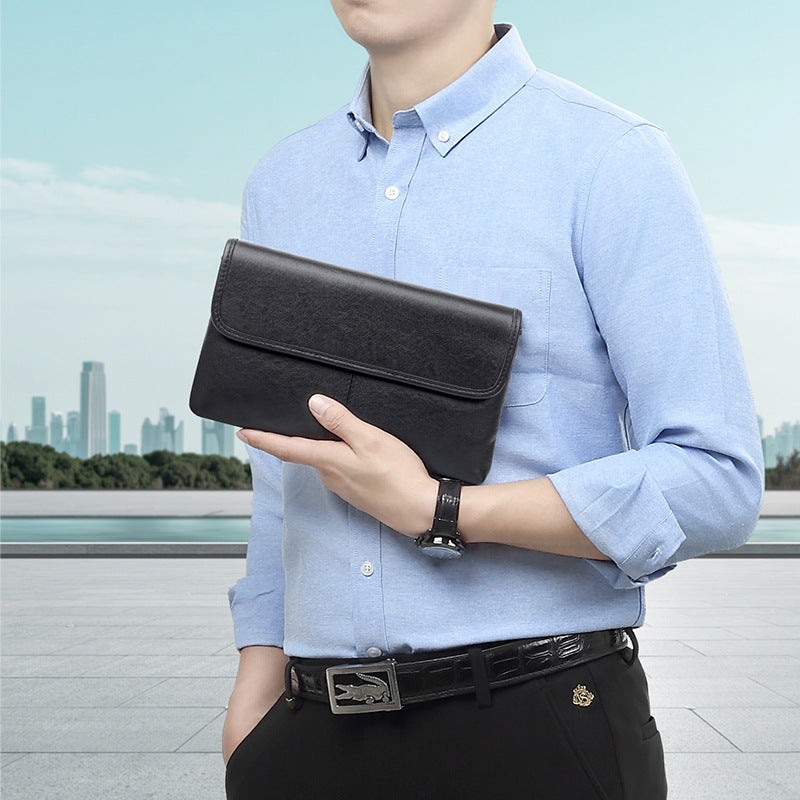New leather men's bag simple men's clutch bag horizontal casual envelope bag first layer cowhide men's clutch bag
