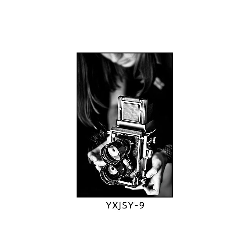 Camera photography Decorative painting Photo studio Black and white industrial style hanging painting Media studio Camera mural