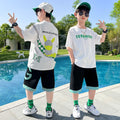 Kids' boys' summer outfit set  new style, big & tall boys' summer clothes, korean style, stylish & handsome short-sleeve trendy clothing