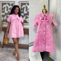 e-commerce  fashion bowknot elegant dress, loose sweet a-line mini denim skirt