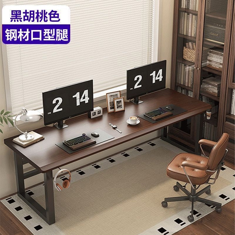 Solid wood large panel computer desk - desktop bedroom home office desk - extended length workstation - double gaming table