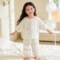 Baby pajamas gauze pure cotton spring summer thin baby air conditioning home clothes separatestwo-piece set men's and women's children