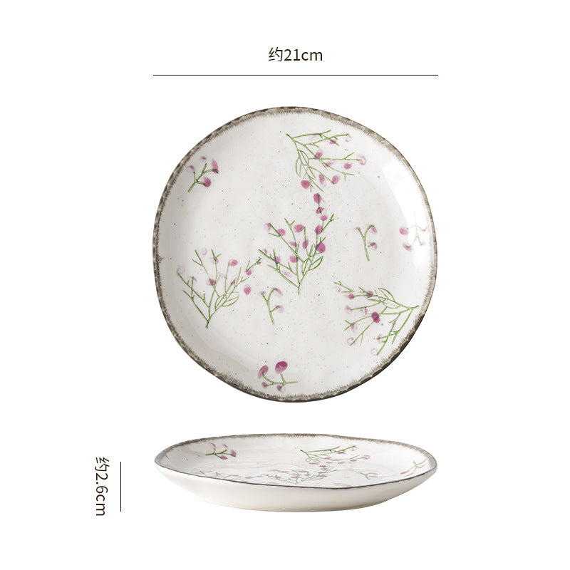 European retro irregular ceramic bowl, plate, and dish set - stylish, high-value tableware for restaurants and home use, rustic farmhouse ceramic dinnerware set