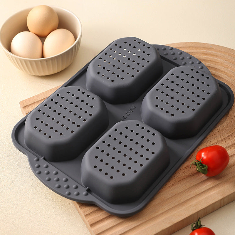 New food-grade 4-cavity silicone bread mold baking pan, home cake mold, diy baking tool