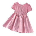 Girls' summer dress  new style chic cardigan slip dress baby solid color princess dress kids short sleeve skirt