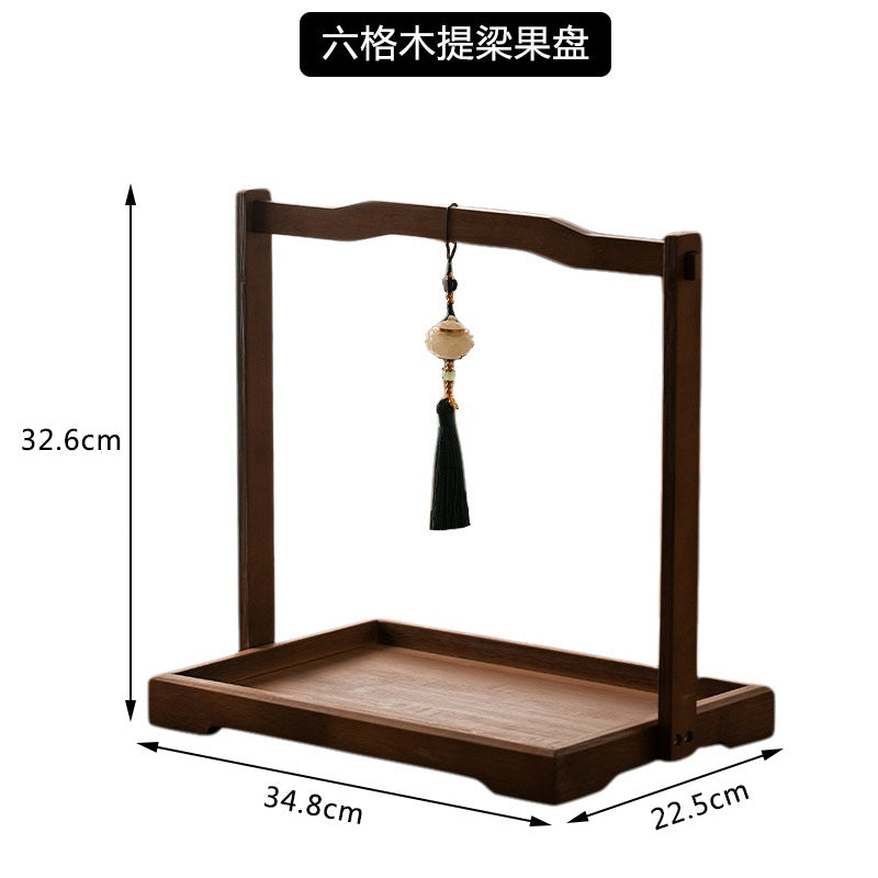 Walnut color fruit plate with handle chinoiseriefor home living room nut plate tea snack plate snack candy dried fruit box compartment plate