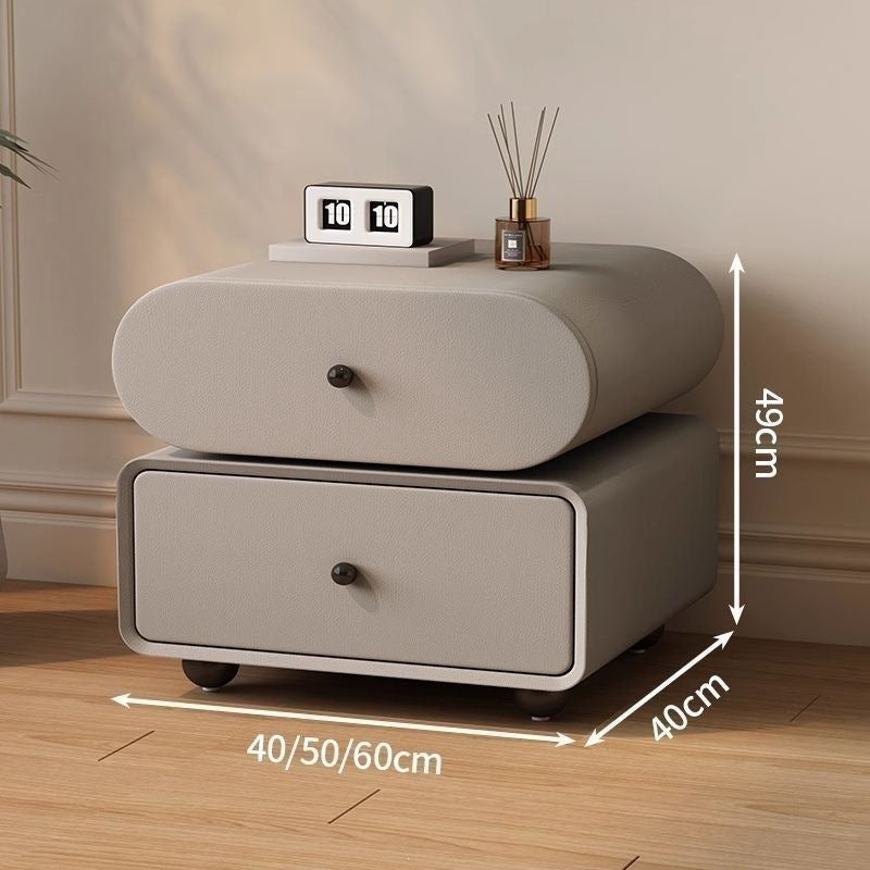 new solid wood mid-century modern nightstand, luxurious cream bedroom bedside table, minimalist home storage, modern style