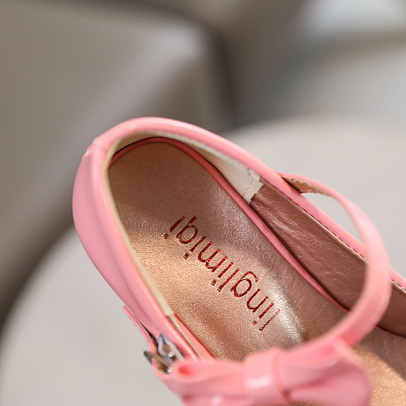Girls' princess shoes - spring/autumn kids' fashion solid color leather shoes - red student performance dance round toe comfortable flats