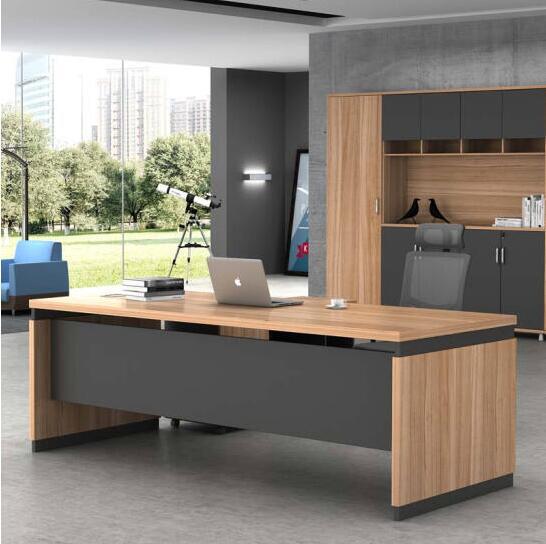 Modern minimalist office desk and chair set - executive office furniture for managers, presidents, and business owners - single desk, executive desk