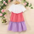 Children's short-sleeved round neck patchwork dress