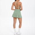 Cloud-feel casual high-waisted tennis skirt sexy strappy back yoga set quick-dry running fitness outfit