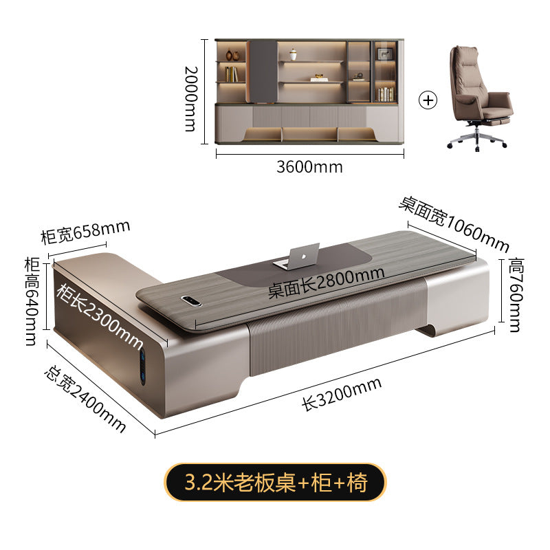 President's desk, executive desk, ceo desk, minimalist luxury chairman's office furniture, high-end office desk and chair set