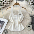 Fashionsense halterbackless single breasted silmslimming lookknitting vest women's outwear western style bottom shirt tops