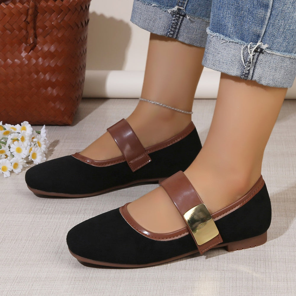 Exportplus sizespring & fallnew arrivalleopard print one-piece strap flatsflats women's flats square toe easiest for match soft bottom floating shoes wholesale