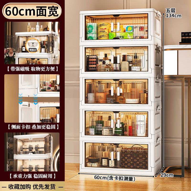 33-75 Plastic cosmetics cabinet storage storage box, folding transparent storage cabinet finishing multi-layer, starting from one piece for approval