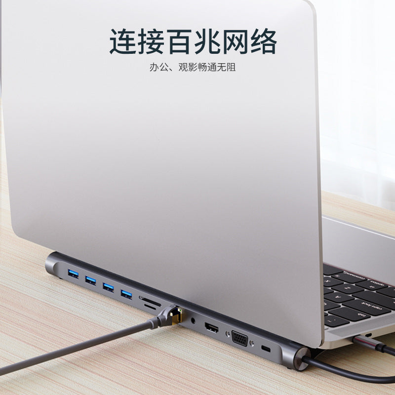 laptop docking station expansion converter, compatible with apple, huawei, and macbook, 11-in-1 expansion hub