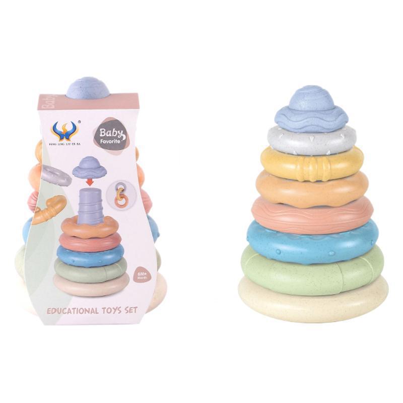 Cross-border  vinyl environmental protection early education shape color cognition bathroom water toy gift stacking music set