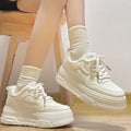 2026 fleece-lined, extra-thick women's white sneakers: the ultimate fall/winter bestseller! height-boosting, chunky sole, versatile casual sneakers/sports platform shoes