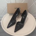Spanish mng mango stone pattern dark brown high heels women's new pointed toe stiletto elegant sexy pumps