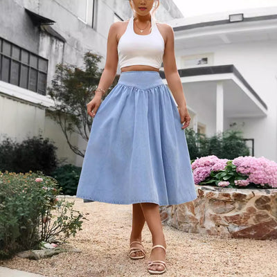 Pre-sale-30771# fashion elegant denim skirt elegantelegancelongsilm a-line skirt
