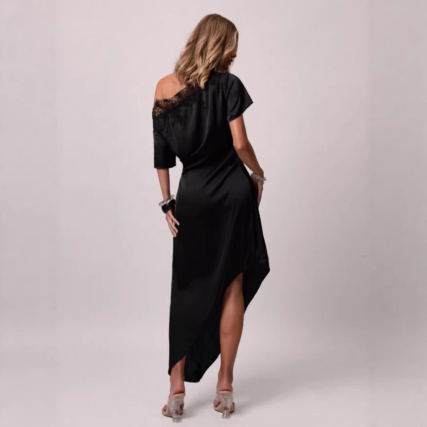 new arrival  dress lace short sleeve shoulder bag hip skirt