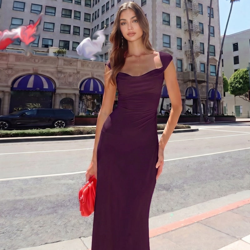 Aliexpress cross-border women's fashion:  summer new arrivals - sexy low-cut sleeveless tie-back open-back maxi dress
