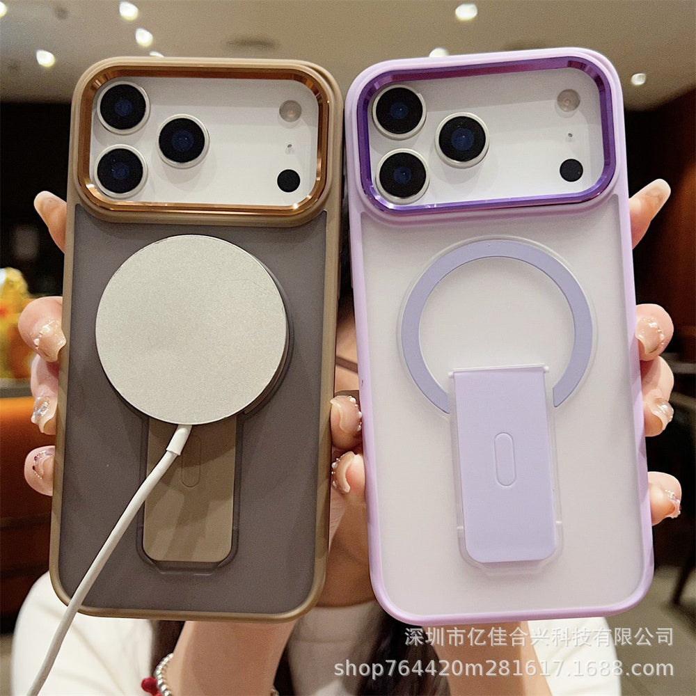Xuanyin magnetic holder is suitable for iphone17promax mobile phone case apple 15 frosted skin hard case cross-border 16