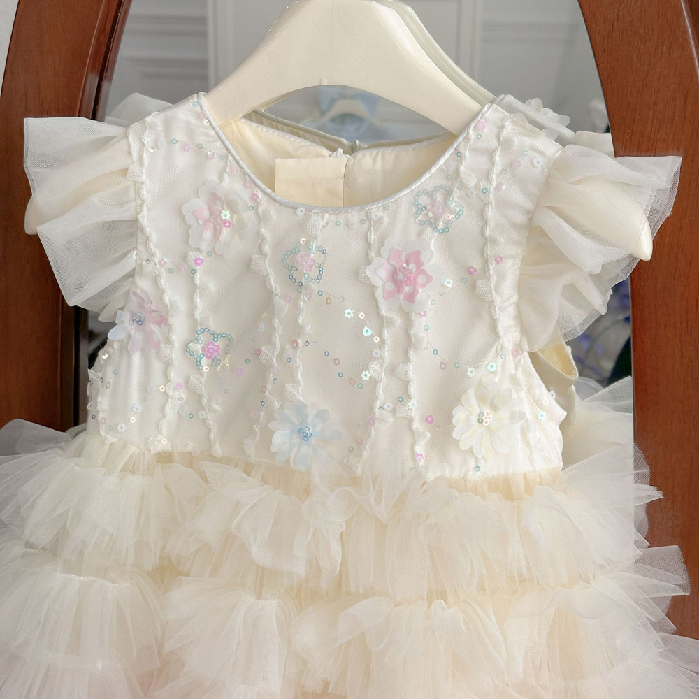 Girls' summer mesh dress  new children's gradient cake dress little girl's stunning summer princess dress
