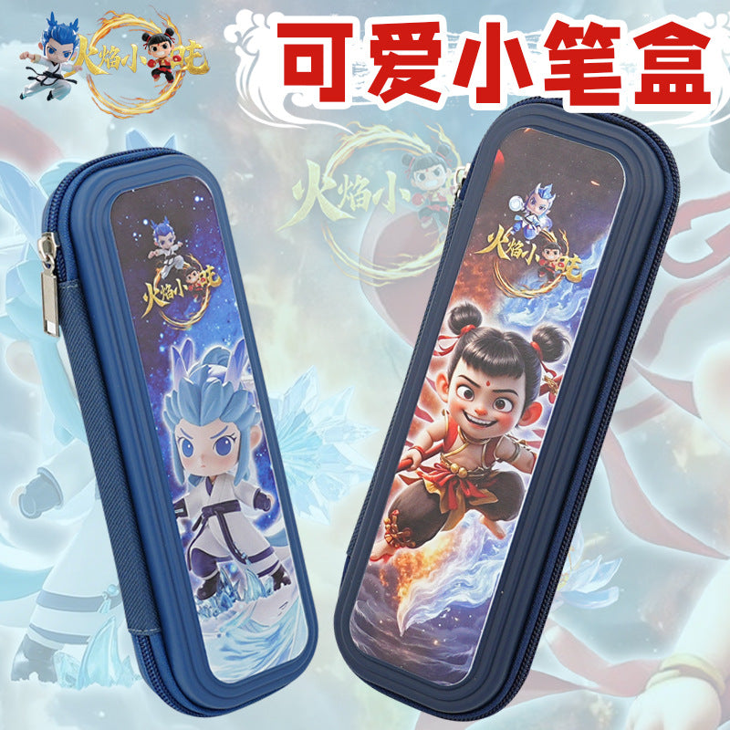 Pencil case for primary school students, first and second grades, kindergarten, cartoon stationery box, boys' pencil case, super fire Xiaozha pencil case