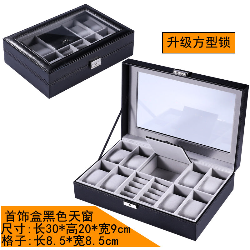 New double-layer 20-digit watch box with sunroof watch jewelry storage box bracelet box large-capacity watch collection box