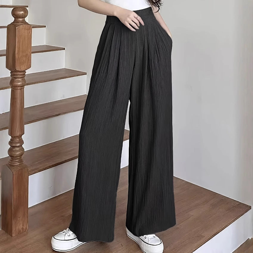 Ice silk pants trendyhigh waistpleatedloose pantssummer thin style draped sun protection anti-mosquito chiffon looseslimming lookmop
