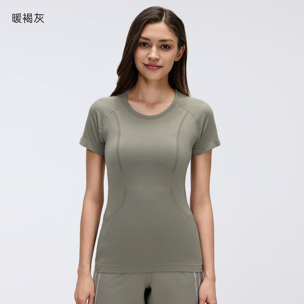 Spring/summer new women's short-sleeve crew neck sports t-shirt - running, fitness, slim-fit, breathable yoga top - s2067