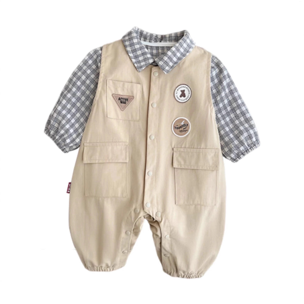 boys' shirt set, stylish spring/autumn outfit for baby boys, new infant romper for outdoor wear