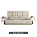 Waffle grids italian normcore genuine leather suspended bed popular cream style white soft bag classy master bedroom wedding bed