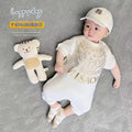 Baby romper summer thin style boy's crawling suit short sleeve onesie summer outfit gold foil print outdoor jumpsuit