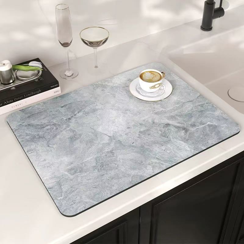 marble kitchen drain mat coffee machine non-slip mat countertop insulation mat absorbent mat drying mat placemat