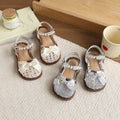 Vancahao kids' beaded closed-toe sandals,  summer new korean style bowknot girls' princess sandals, beach shoes