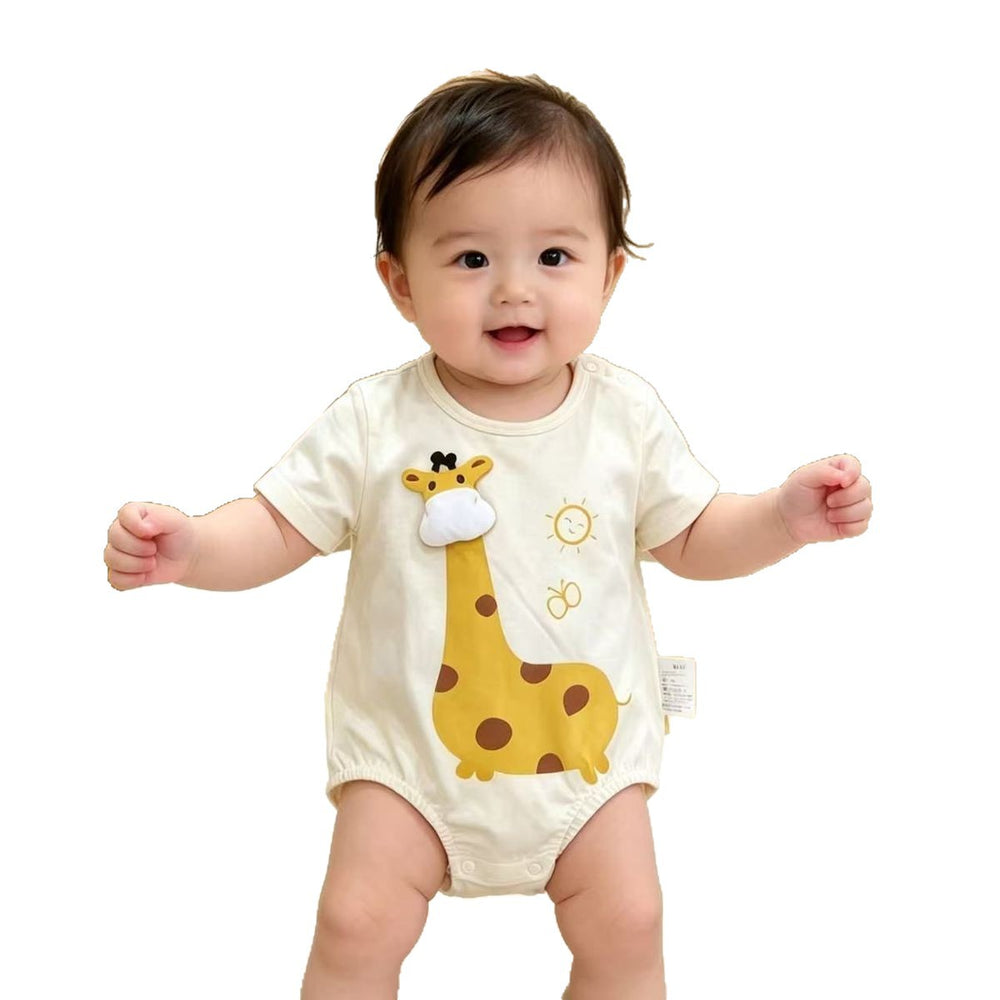 Summer cartoon romper bodysuit - newborn baby girl outfit - adorable 100-day princess onesie