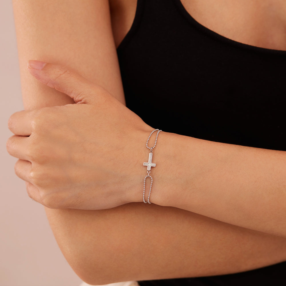 Japanese and korean ins style titanium steel bracelet for women, accessible luxury fashion, retro cross, double layer bracelet, jewelry wholesale