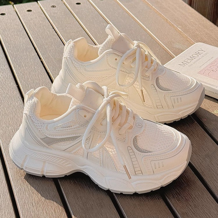 Dad shoes for women, 2026 spring/summer new collection, breathable mesh sneakers with chunky platform soles for added height, perfect for pairing with skirts, athletic and casual style
